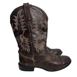 Ariat Western Cowboy Boots Women's 6.5B Brown Leather Embroidered